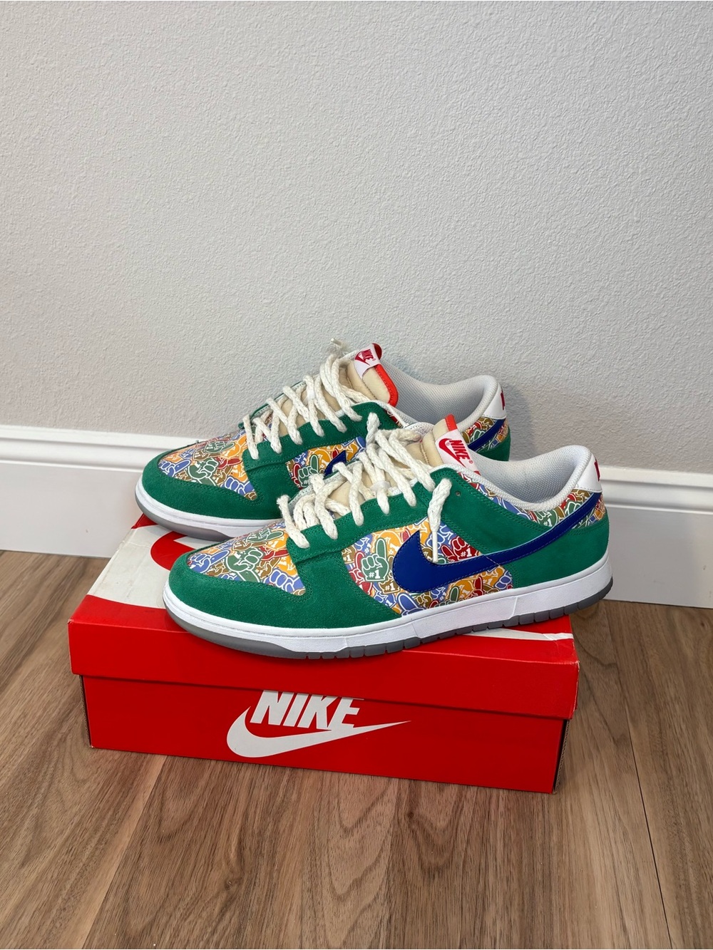 Nike Dunk Low Foam Finger Multicolor Low-Top Sneakers — Green, Blue, Red, Yellow - Picture 2 of 8